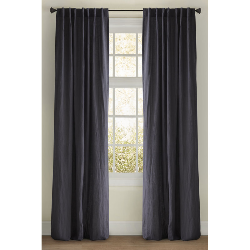 Dante Laundered Linen Drapery Panel, 50" W x 96" L, Charcoal