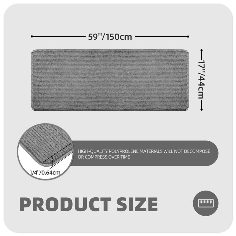Tapis de cuisine Dawon, Rectangle 4 pi 11 po x 1 pi 5 po, Gris foncé