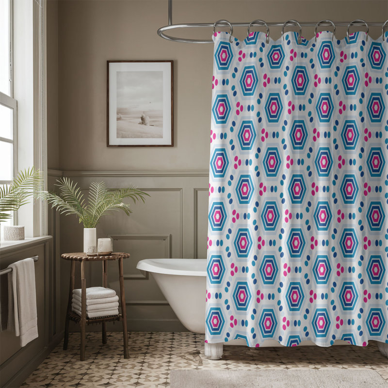 Tile Geo - Premium Shower Curtain, 74"H x 71"W