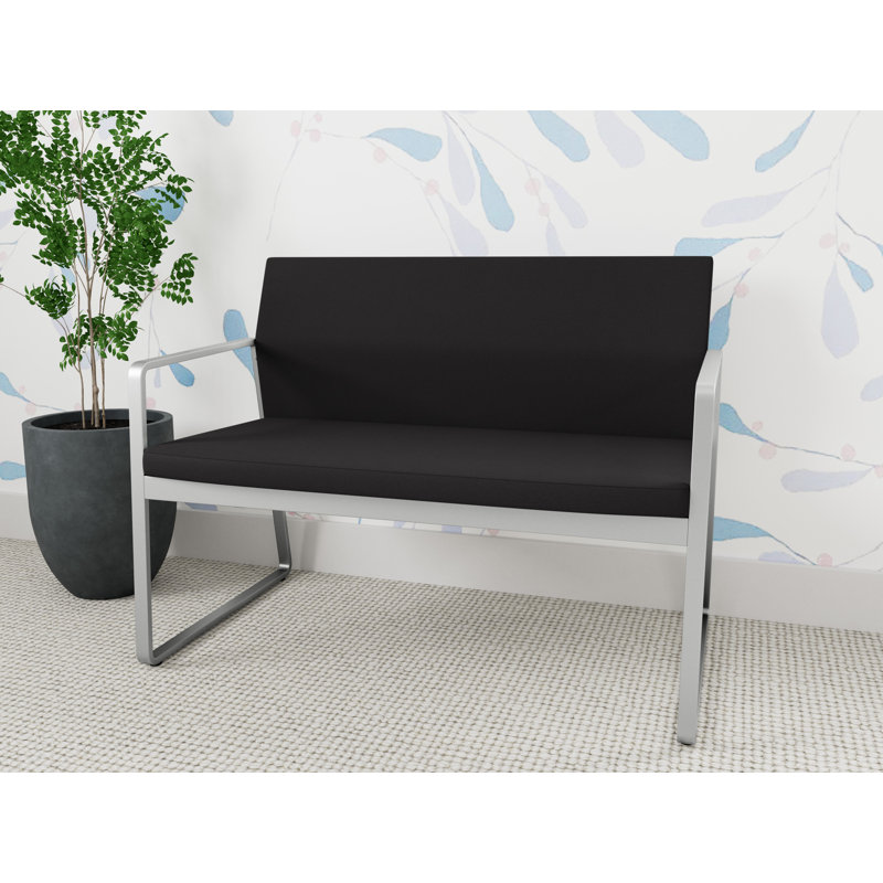 Causeuse Gansett, Argent, Portes ouvertes en tissu noir