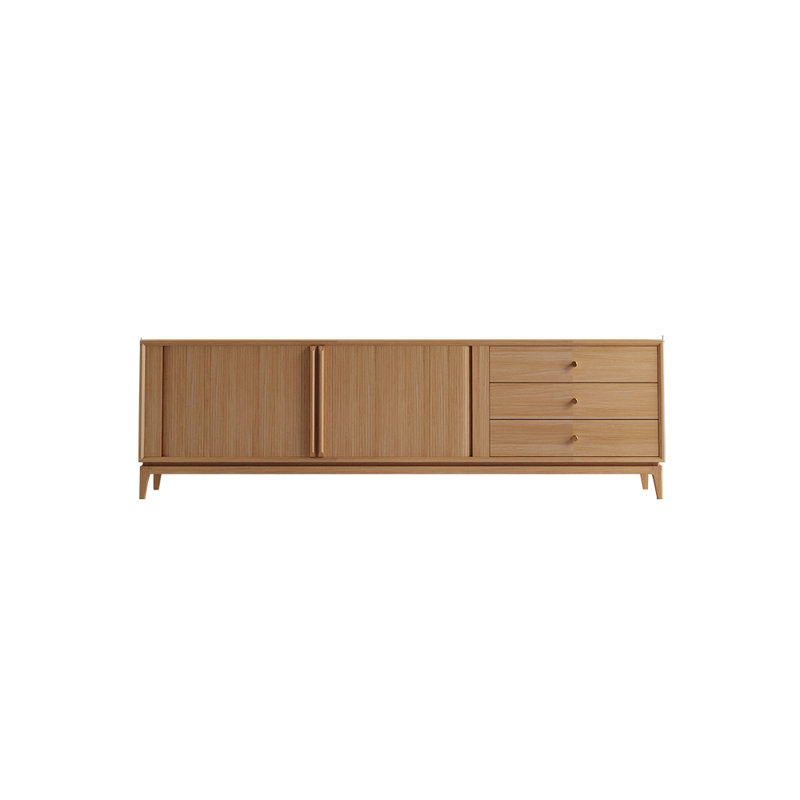 Meuble télé nord-américain en bois massif, Brun, 23.62”H x 78.74”W x 17.71”D