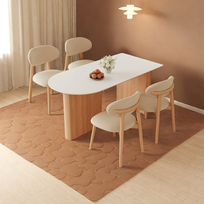 Scandinavian solid wood rock slab dining table