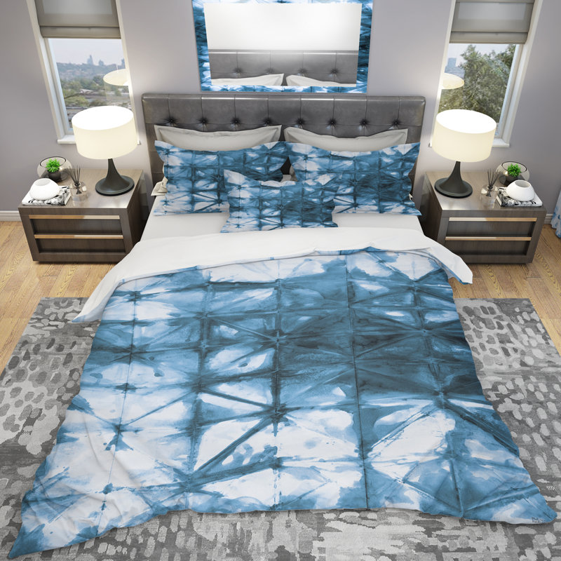 Ensemble de housse de couette en aquarelle géométrique iii, Housse de couette double / grand et 2 taies
