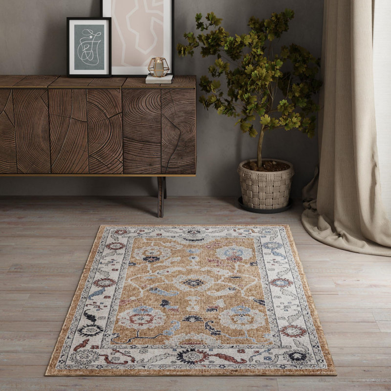 Tapis oriental beige amande Paarth Paarth, Rectangle 7 pi 10 po x 10 pi