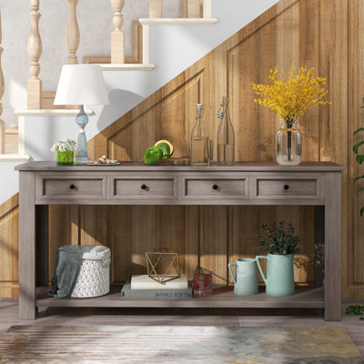 Console Table/Sofa Table with Storage Drawers and Bottom Shelf for Entryway Hallway