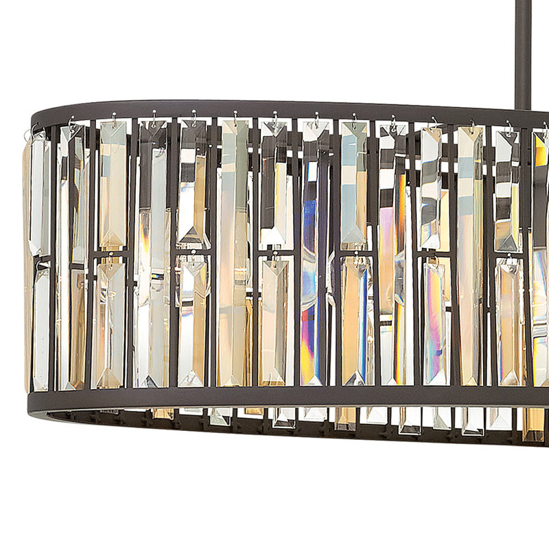 Gemma 6 - Light Unique / Statement Geometric Chandelier with Crystal Accents, Vintage Bronze