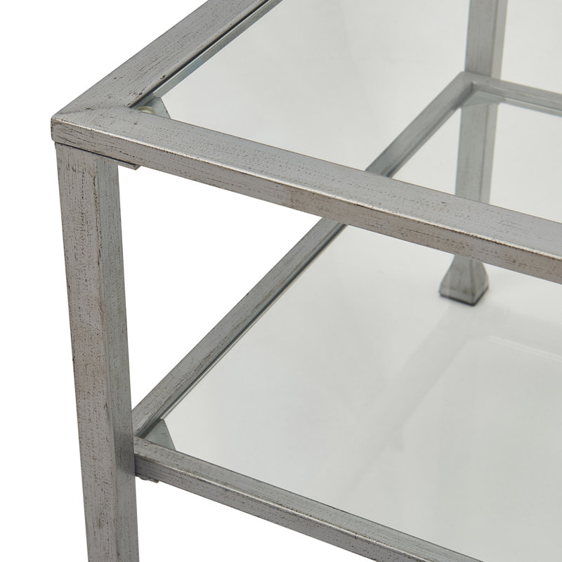 Maddox Rectangular Silver Glass and Metal Coffee Table