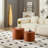 Modern Orange MDF Coffee Table, Upholstered in Saddle Leather