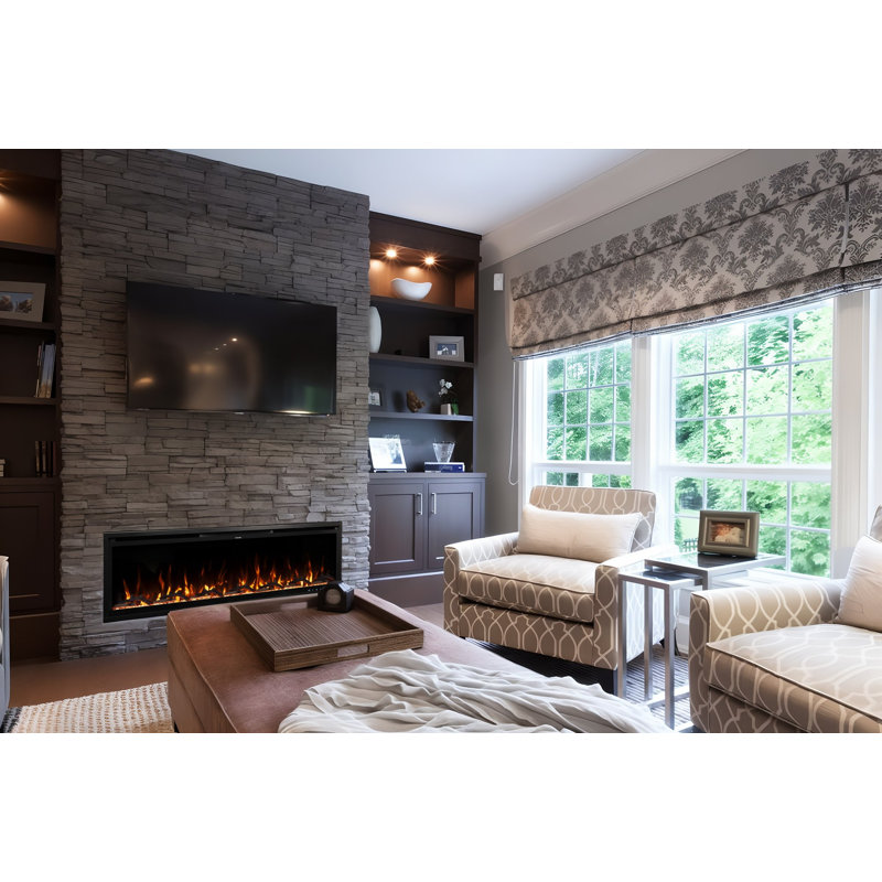 72 W Electric Smart Fireplace with Heat, 72" W