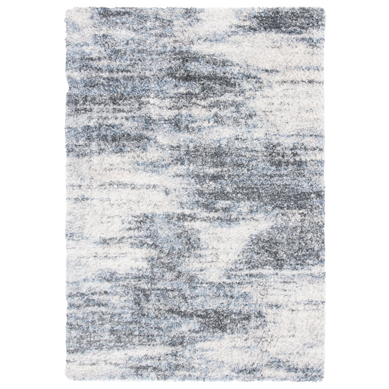 Tapis ivoire / gris / bleu Thiokk, Rectangle 9 pi x 12 pi