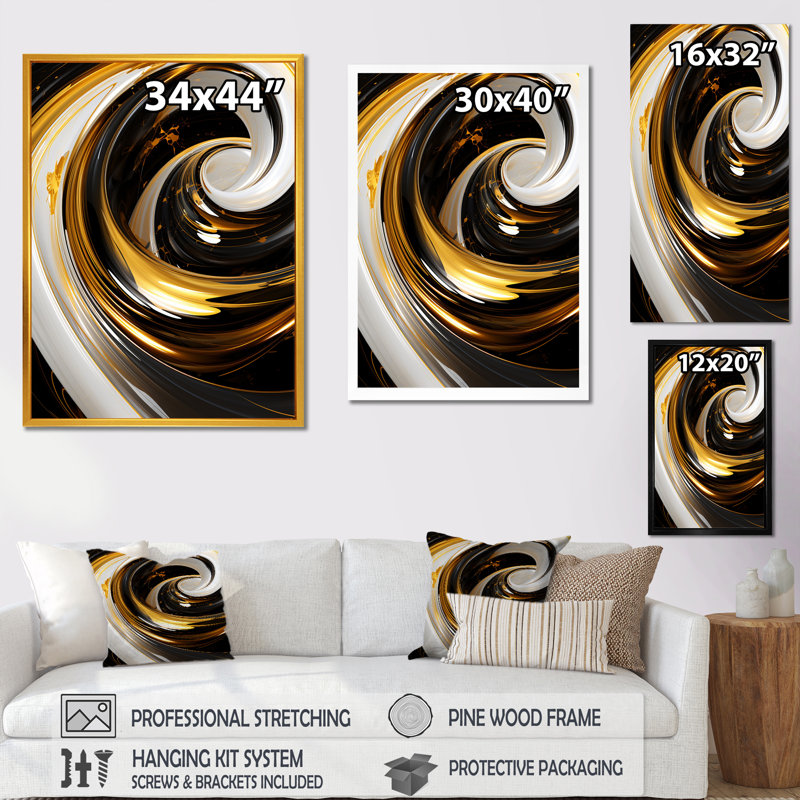 Liquide or noir blanc abstrait Minimal Spiral I - Abstract Spirals Wall Art Living Room, H 32 po x l 24 po x P 1 po