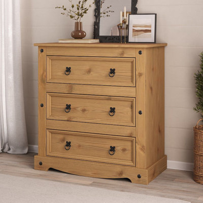 Carin Solid Wood 80 cm W Chest of 3 Drawers