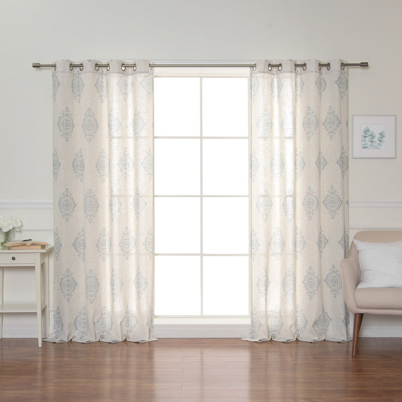 Paire de rideaux semi-transparents avec œillets Bagley, Bleu