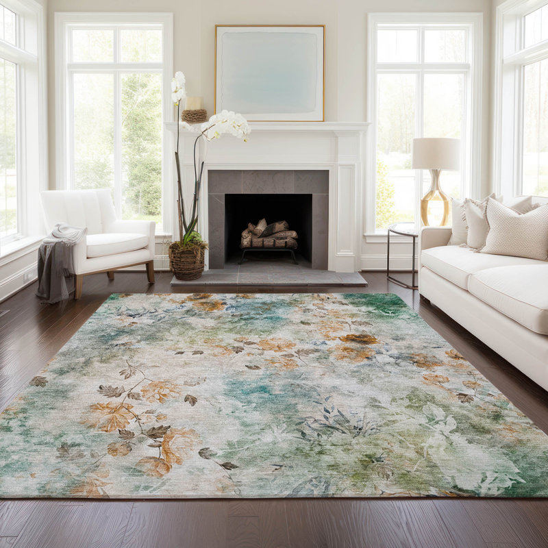 Alta Flatweave Washable Floral Indoor / Outdoor Rug, Rectangle 9' x 12'