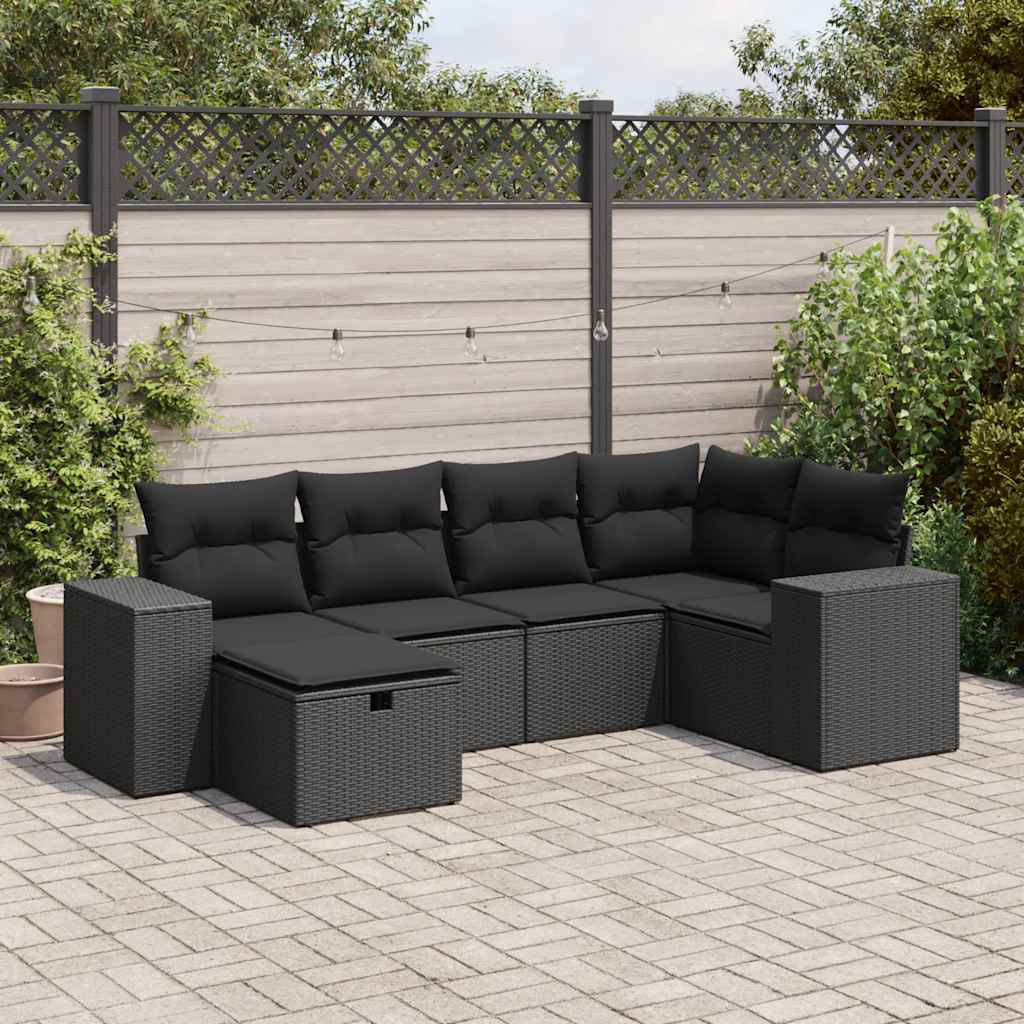 Vidaxl 6-Tlg. Garten-Sofagarnitur Mit Kissen Beige Poly Rattan