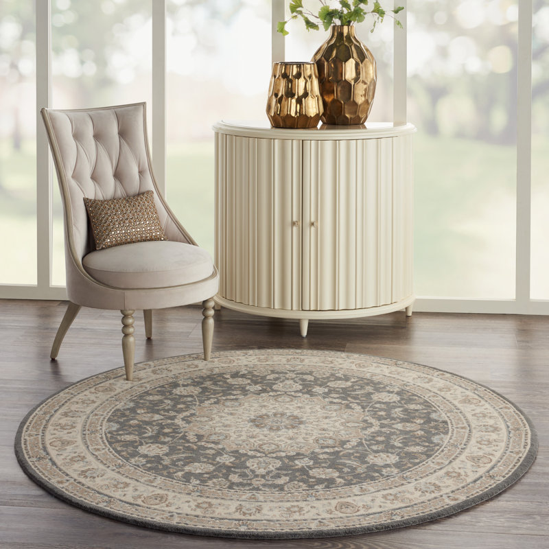 Tapis ivoire en laine Crownover, Rond 5 pi 10 po