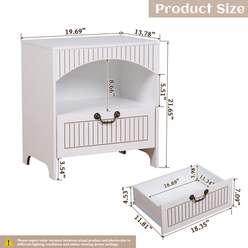 Fumio 1-Drawer Nightstand (Set of 2), White