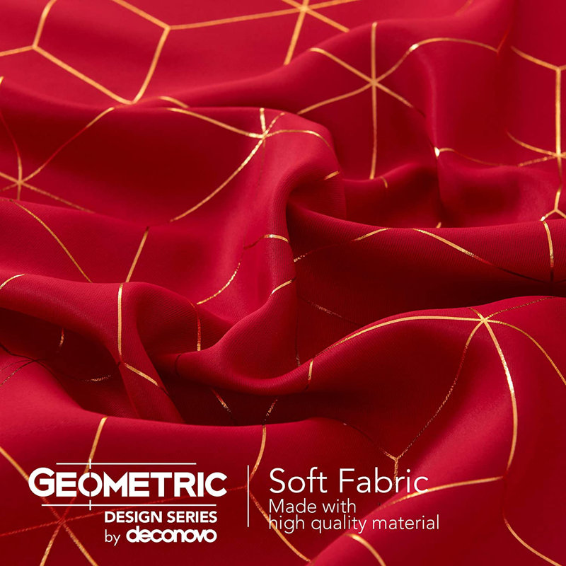 Geometric Blackout Thermal Curtain Panels, Red, 42" W x 45" L