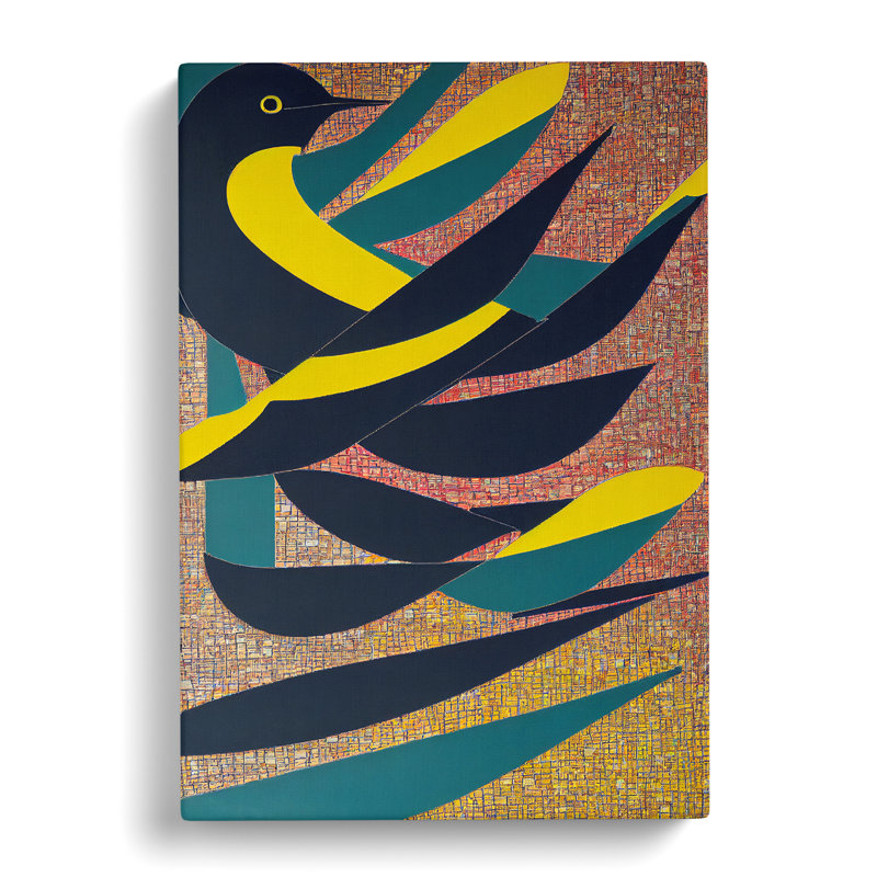 Andolin Swallow Bird Abstract Design - Wrapped Canvas, 50cm H x 35cm W