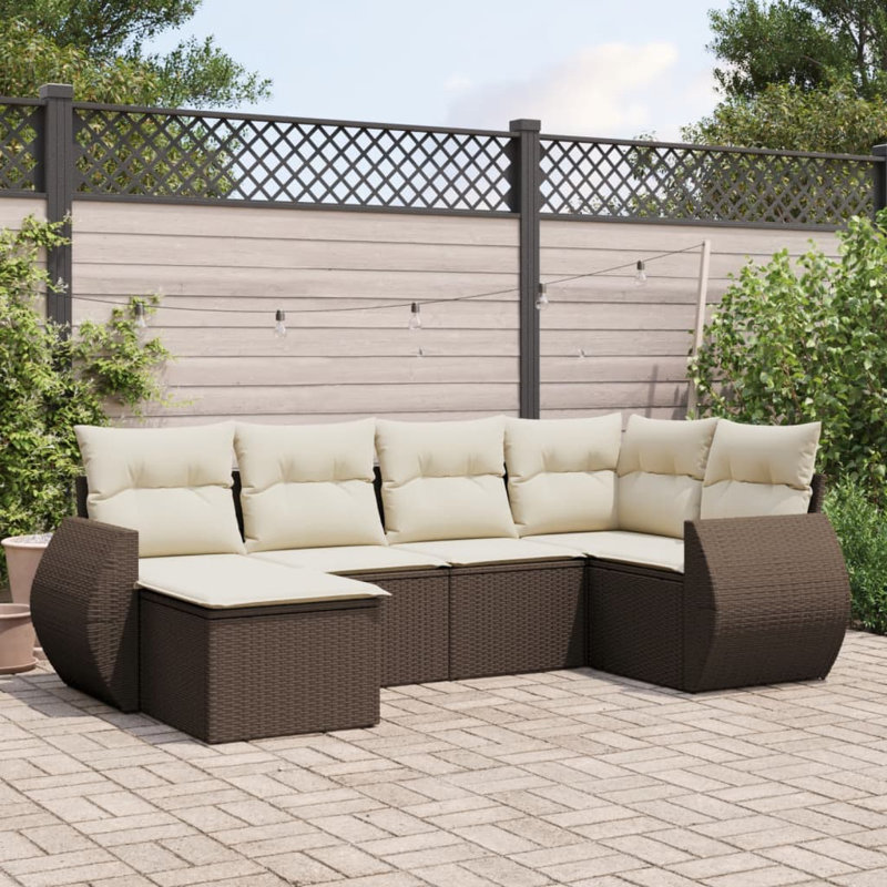 Ensemble de canapé de jardin Vidaxl brun, blanc crème