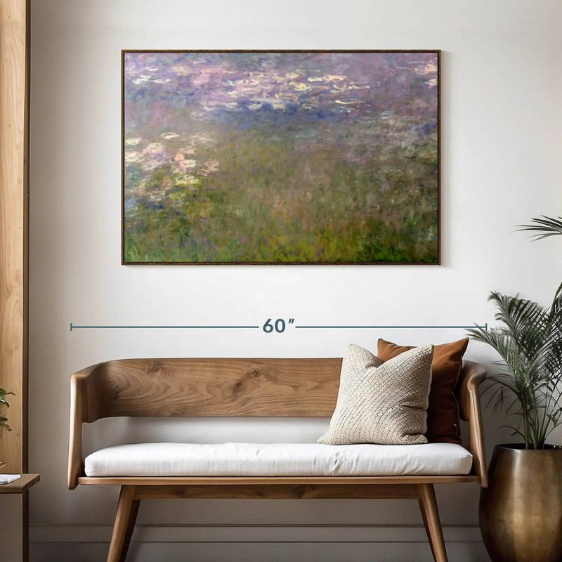 Nymphéas VI, 46 po x 31 po, Cadre flottant noyer