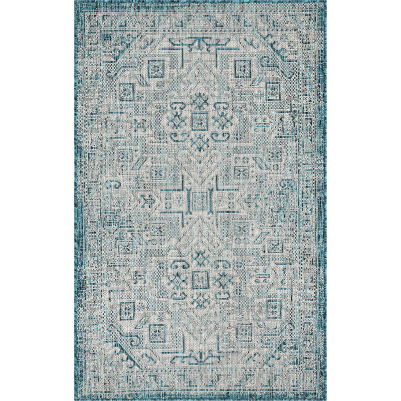 Outdoor Chand Area Rug Blue Color, Rectangle 3'3" x 5'3"