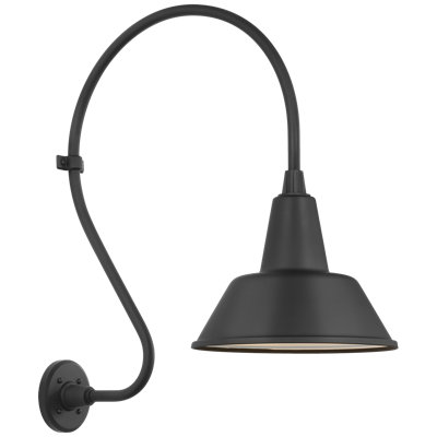 Thomas O'Brien, "Academy 18" Larrabee Barn Light in Matte Black with 12.5" Soft Copper Bowers Shade