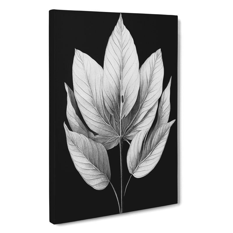 A Monochrome Leaves No.1 - Wrapped Canvas, 50cm H x 35cm W x 3cm D