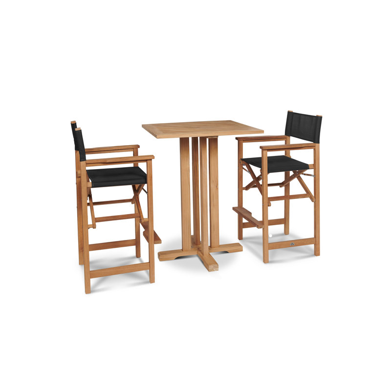 Captain 3 Piece Sunbrella Bar Height Dining Set, Black