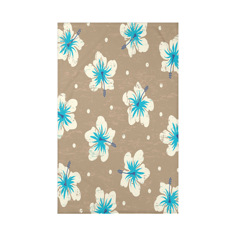 Jeté floral Hibiscus, L 60 po x l 50 po x P 0,5 po, Beige / taupe