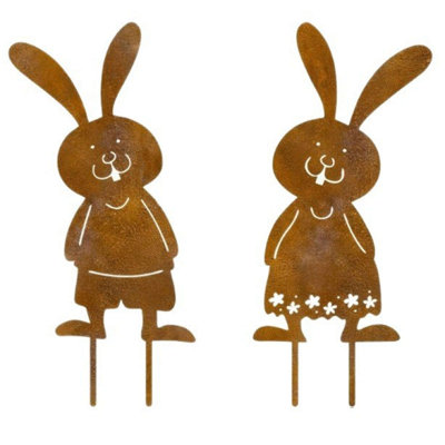 Metal Wrought Iron Crafts Easter Bunny Patio Decorations Wrought Iron Outdoor Garden Floor Ornaments