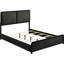 Grand lit avec cadre au fini noir, tête de lit tapissier gris anthracite, coins arrondis, placage bas pour un tissu moderne durable