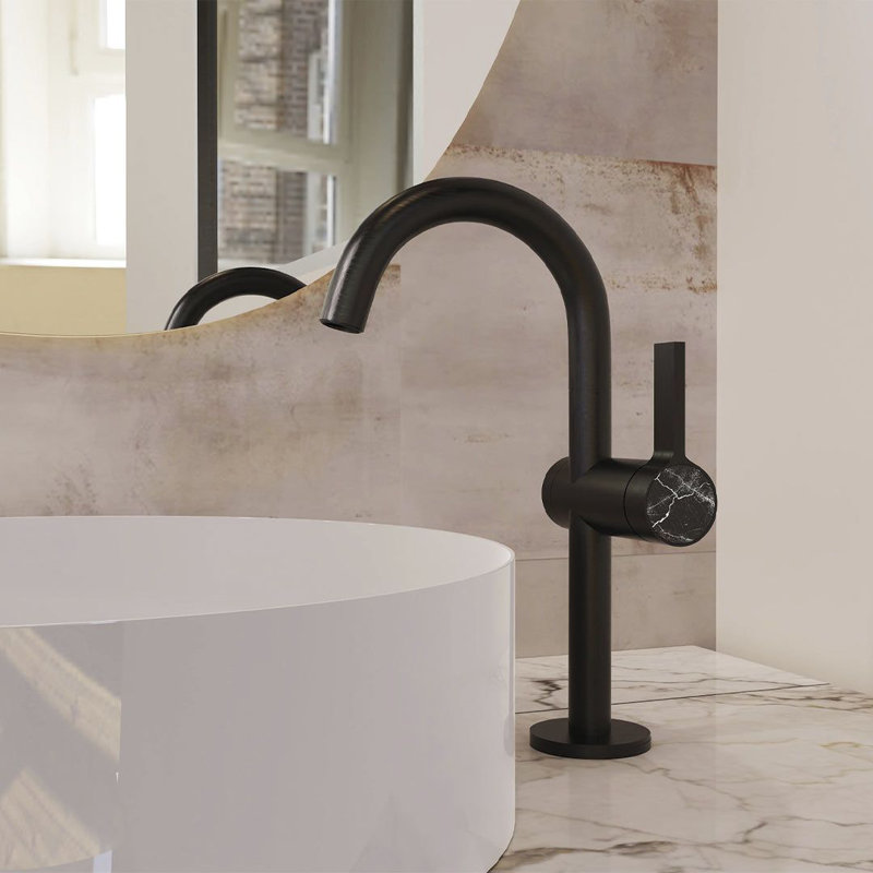 Robinet pour salle de bain à poignée simple DAX Portofino, Noir, noir, noir, noir