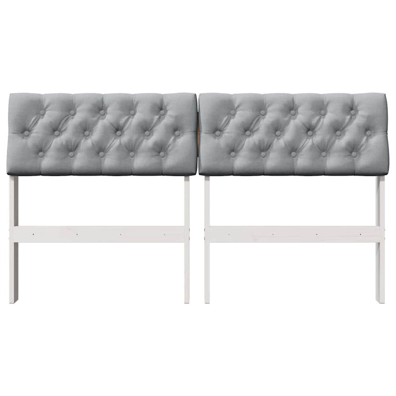 Solid Wood Headboard, UK King - DE 150 x 200 cm, Light Grey, White