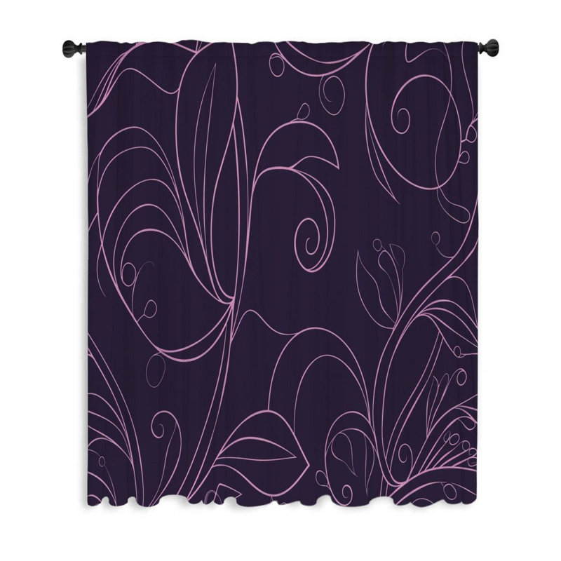 Floral Pattern Art Sheer Curtain Single Panel, 53" W x 87" L