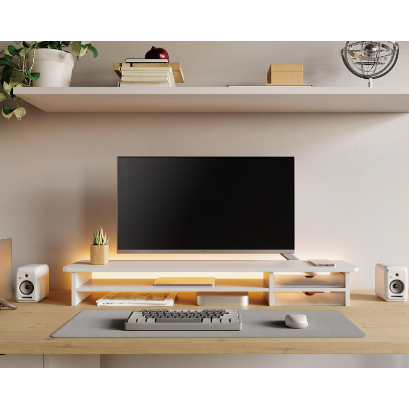 Manufactured Wood Monitor Stand, White