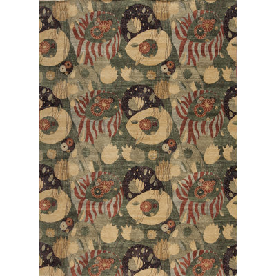 Whimsical Hand Knotted Wool Floral Area Rug