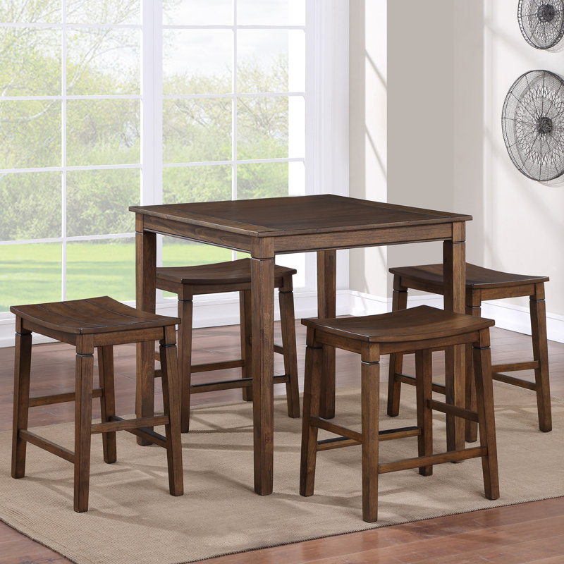 Violette Westlake 4 Person Solid-Wood Counter Set, Brown, Brown