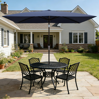 Parasol de patio 10 pi x 6,5 pi - Parasol de marché extérieur avec manivelle, inclinaison à bouton-poussoir et protection UV - pour le jardin, la terrasse ou la piscine