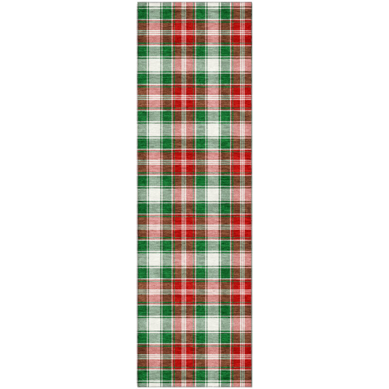 Premium Machine Washable Dockside AMF1817 Christmas Plaid Rug, Runner 2'3" x 7'6"