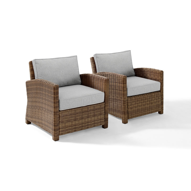 - Person Patio Conversation Set with Sunbrella® Cushions, Gray, Weathered Brown