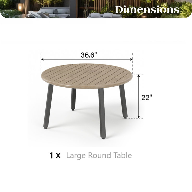 Table, 22" H x 36.6" W x 36.6" D