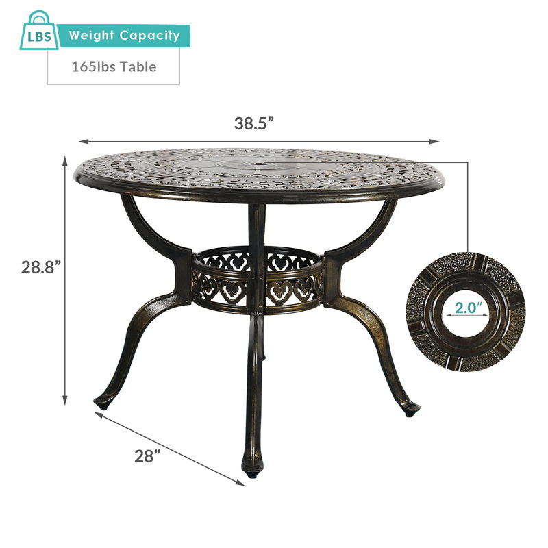Table de salle à manger en métal, Bronze