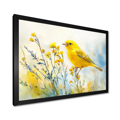 Finch Bird On A Wildflower Stem II - Animals Large Wall Art