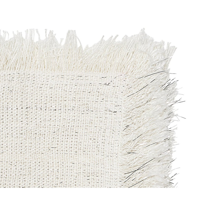 Fringe Linen Napkin, White/Silver