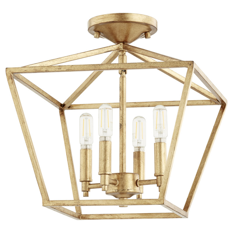 Arletta Semi Flush Mount, Gold Leaf