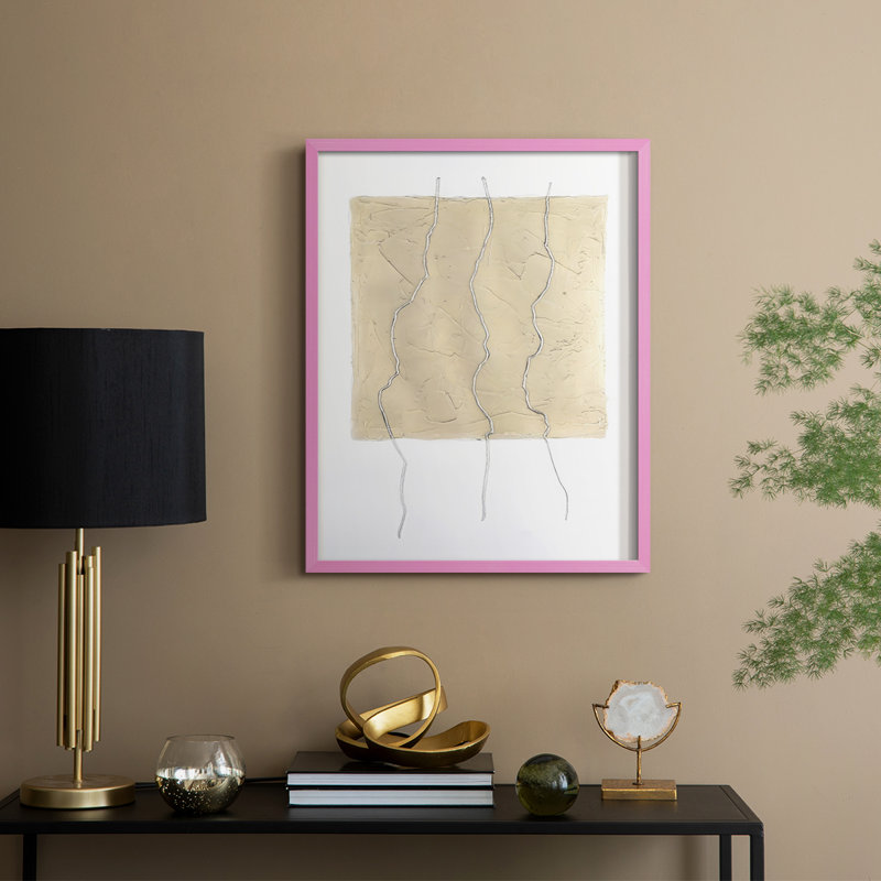 Divided Plot I Framed Print - Solid Wood, 21" H x 17" W, Pink
