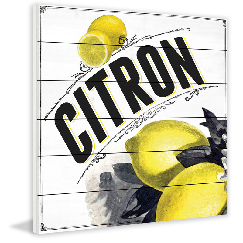 French French Lemon - impression d'art graphique sur bois, H 18 po x l 18 po