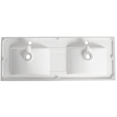 White Resin Bathroom Vanity Sink, 60 Inch, 59.09 Inches Long, 18.27 Wide, 6.16 High, 55 Lbs, Non - , Gel Coated Inch Top Coated, Wear & Corrosion , Scratchy