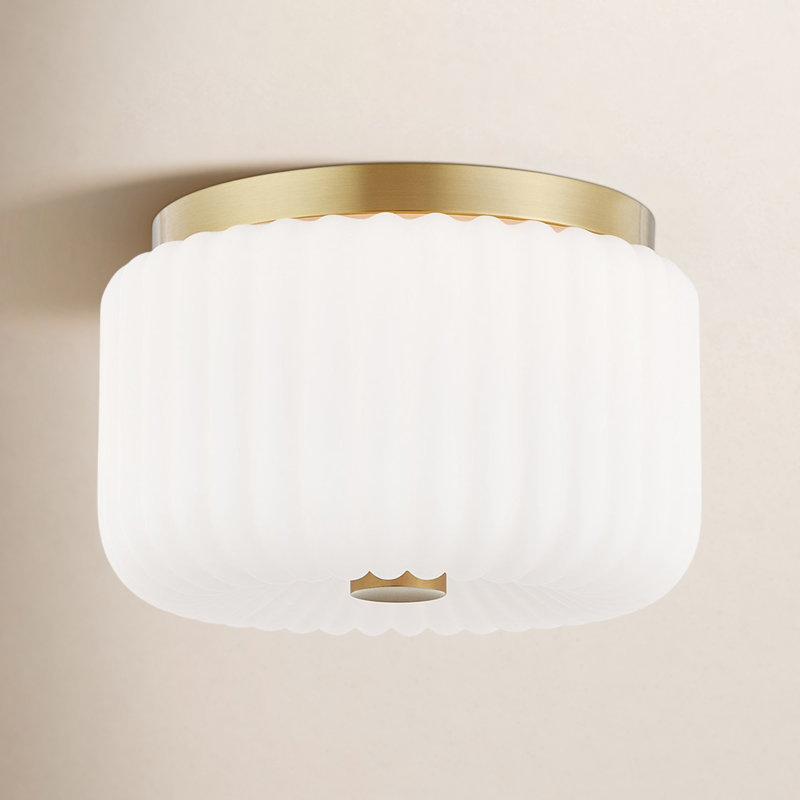 Plafonnier encastré 10 po à 2 lumières Willa, Laiton vieilli